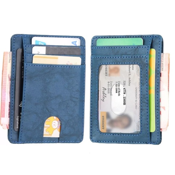 Slim RFID Blocking Vegan Leather Wallet Credit ID - Picture 8 of 16